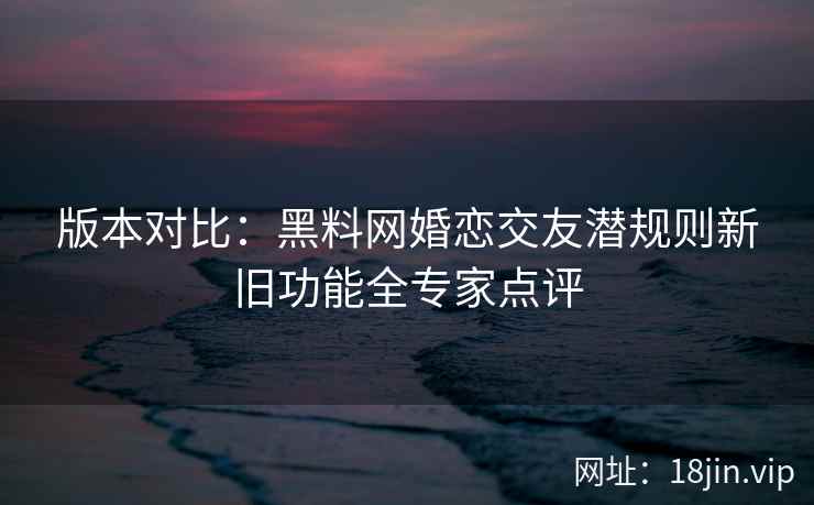 版本对比：黑料网婚恋交友潜规则新旧功能全专家点评