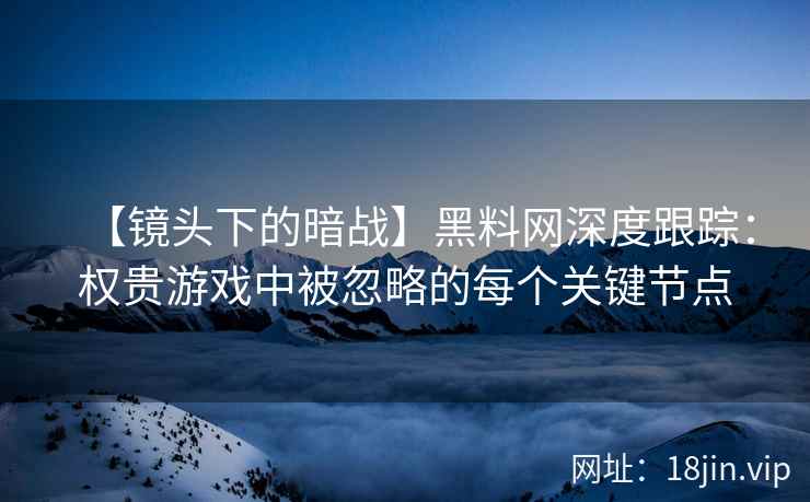 【镜头下的暗战】黑料网深度跟踪：权贵游戏中被忽略的每个关键节点