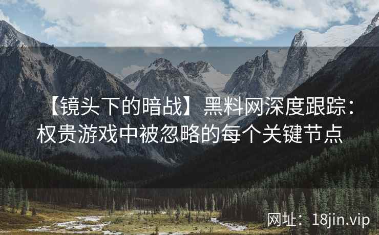 【镜头下的暗战】黑料网深度跟踪：权贵游戏中被忽略的每个关键节点
